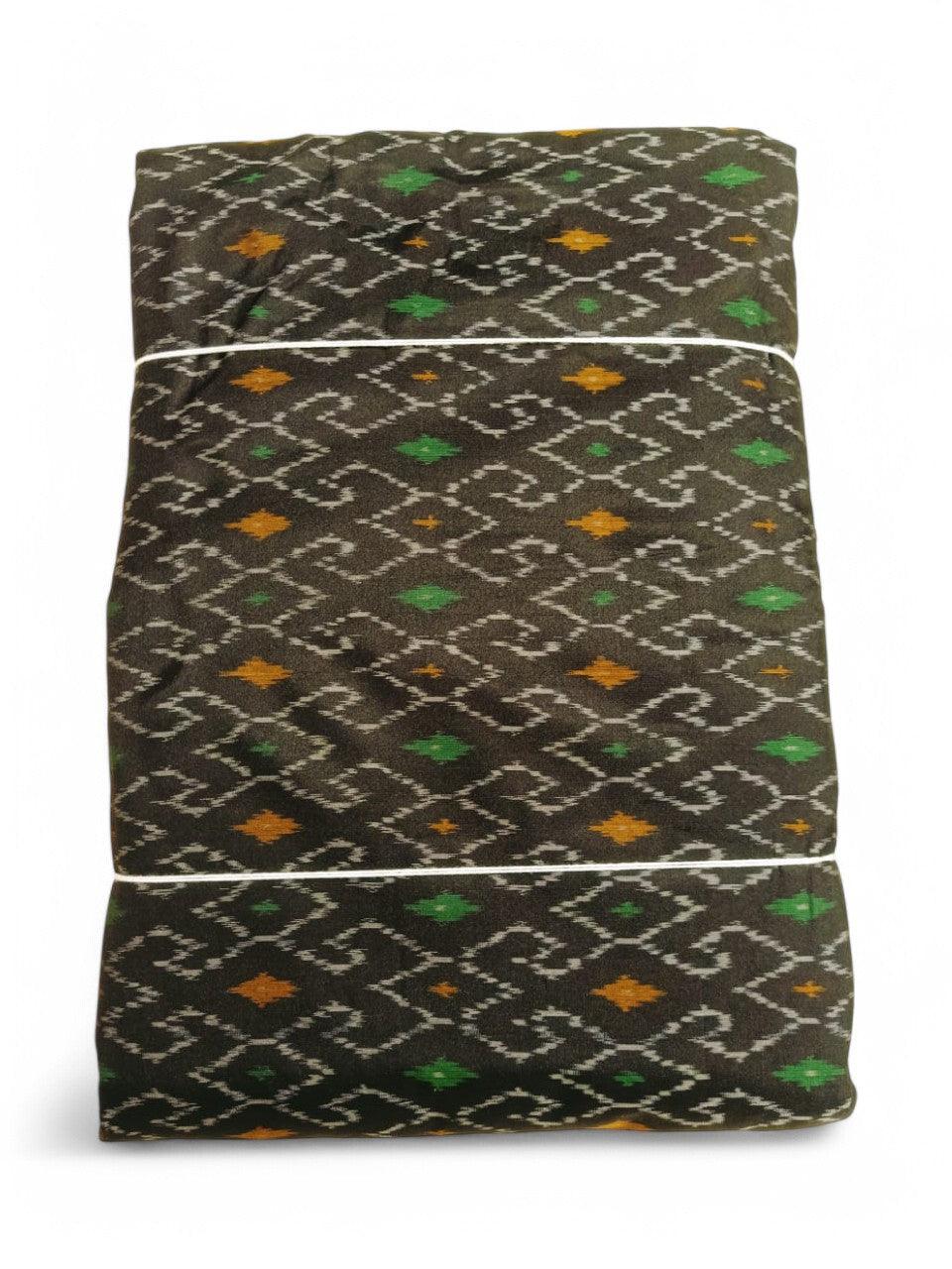 IKAT SILK FABRIC BLACK COLOR ONLINE - pochampallysarees.com