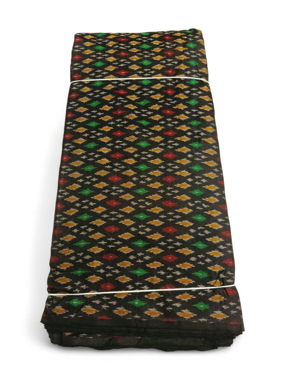 IKAT SILK FABRIC BLACK FABRIC - pochampallysarees.com