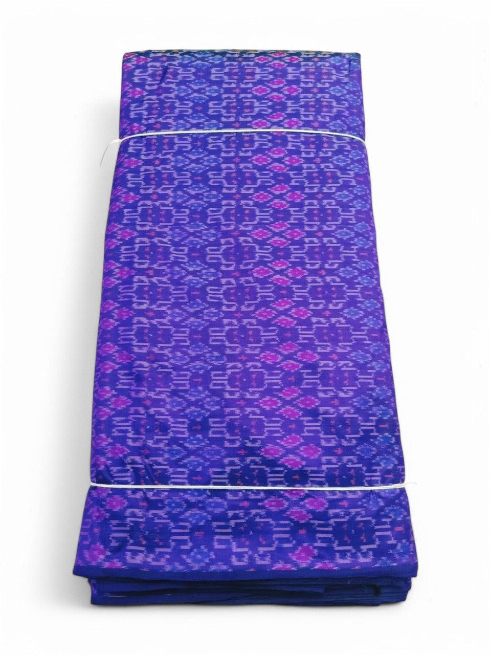 IKAT SILK FABRIC BLUE FABRIC - pochampallysarees.com
