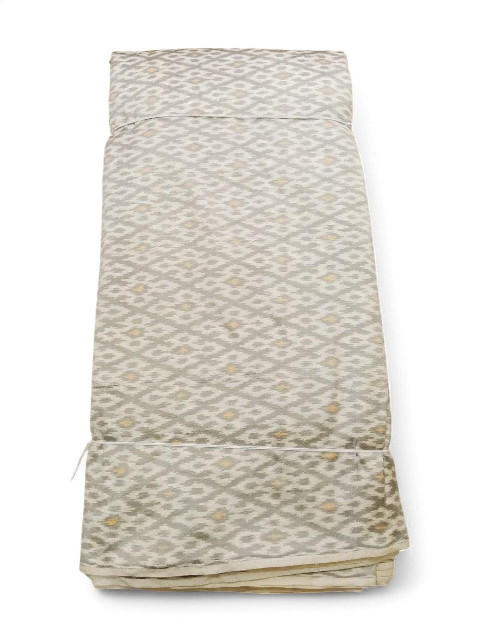 IKAT SILK FABRIC CREAM COLOR ONLINE - pochampallysarees.com