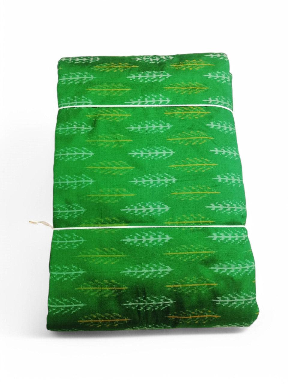 IKAT SILK FABRIC GREEN COLOR ONLINE - pochampallysarees.com