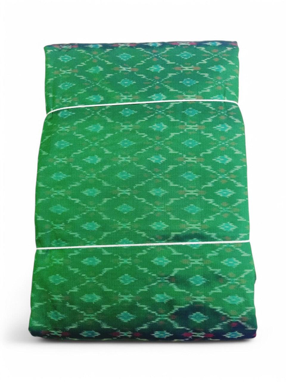 IKAT SILK FABRIC GREEN COLOR ONLINE - pochampallysarees.com