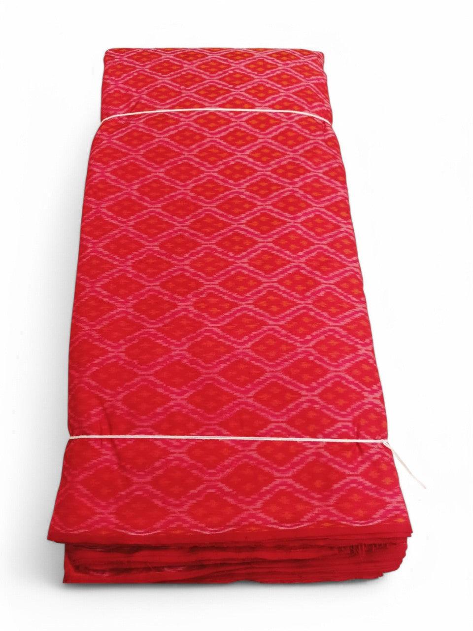 IKAT SILK FABRIC RED FABRIC - pochampallysarees.com