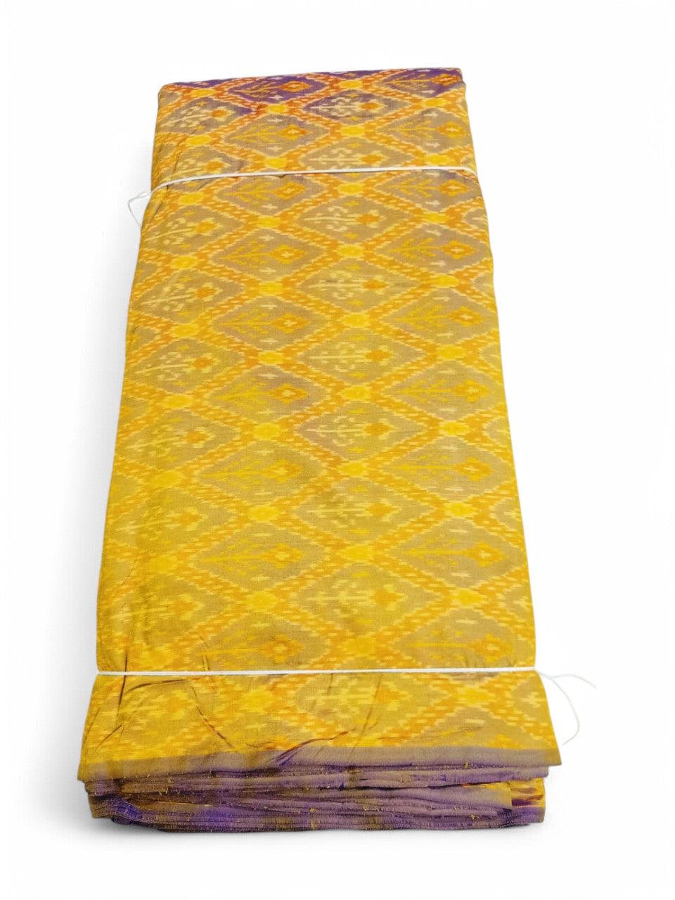 IKAT SILK FABRIC YELLOW FABRIC - pochampallysarees.com
