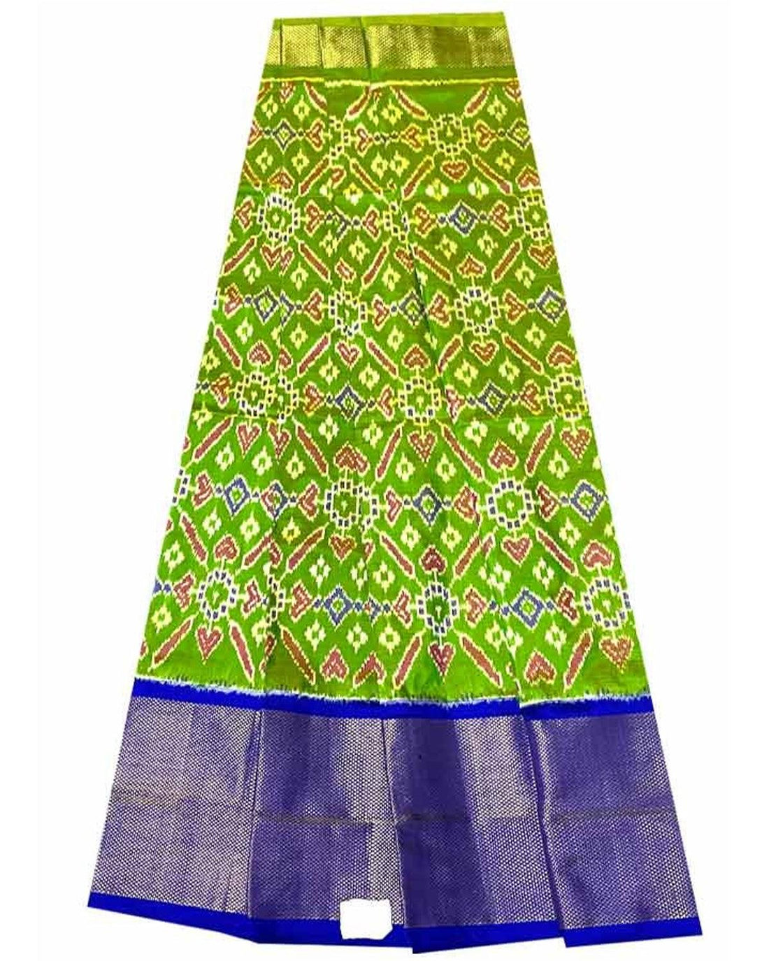 IKAT SILK GREEN COLOR LEHENGA - pochampallysarees.com