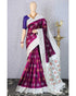 IKAT SILK MEJENTA PINK WITH WHITE COLOR SAREE - pochampallysarees.com