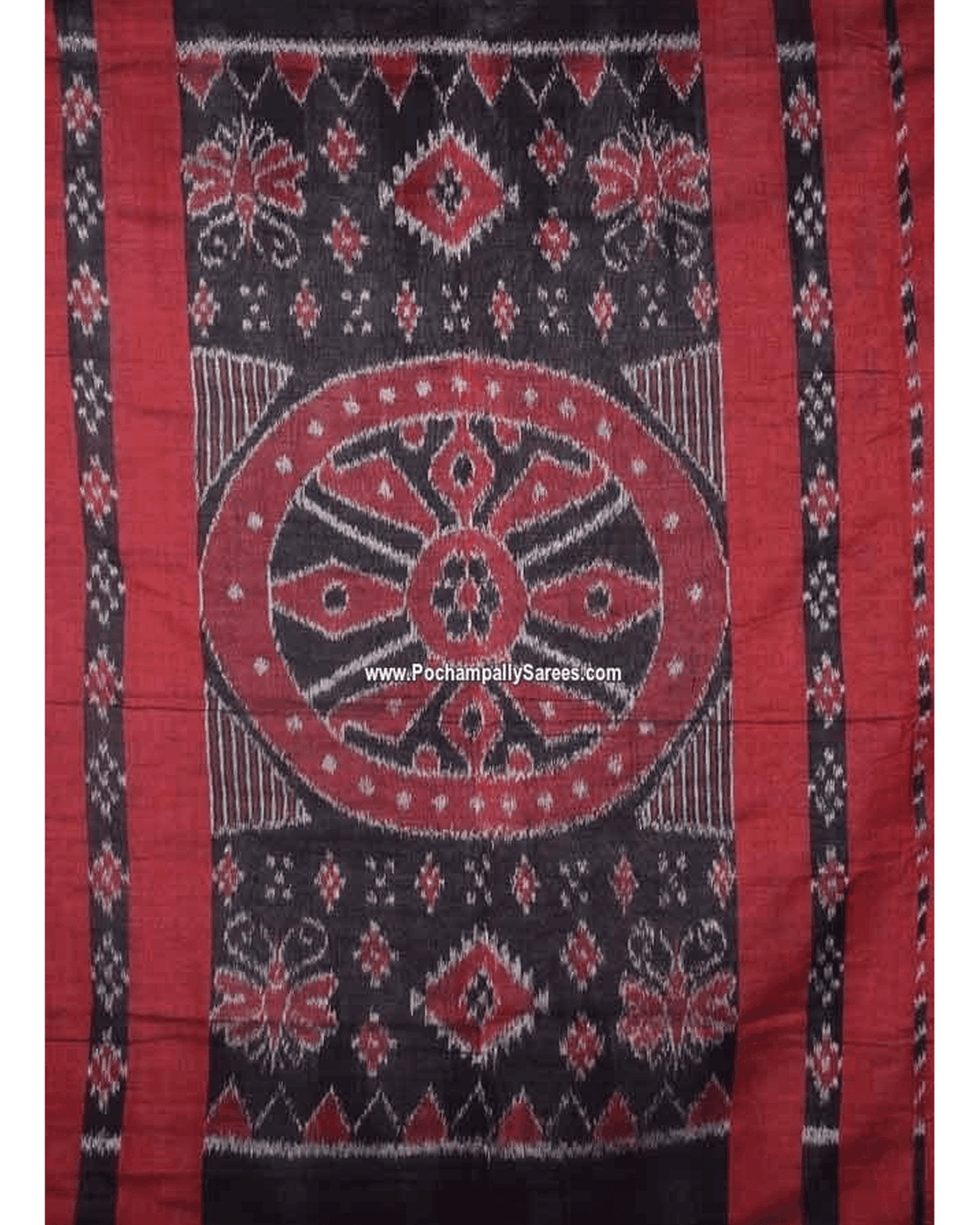 IKAT TEMPLE GRAY COLOUR SAREE - pochampallysarees.com