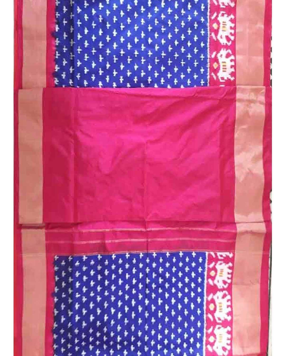 IKKAT BLUE COLOR SAREE - pochampallysarees.com
