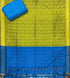 Ikkat Sico Suit Yellow Blue Color - pochampallysarees.com