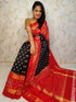 Ikkat Silk Black Red Saree - pochampallysarees.com