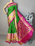 Ikkat Silk Saree Green Pink - pochampallysarees.com
