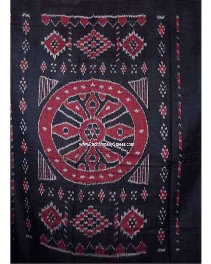 IKKAT TEMPLE BLUE COLOUR - pochampallysarees.com