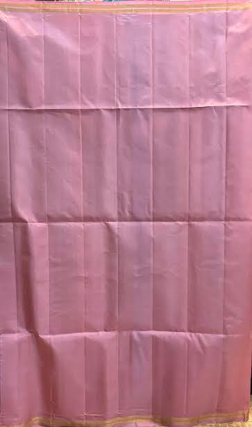 Deep Blue Silk Saree with Contrasting Pink and Gold Border