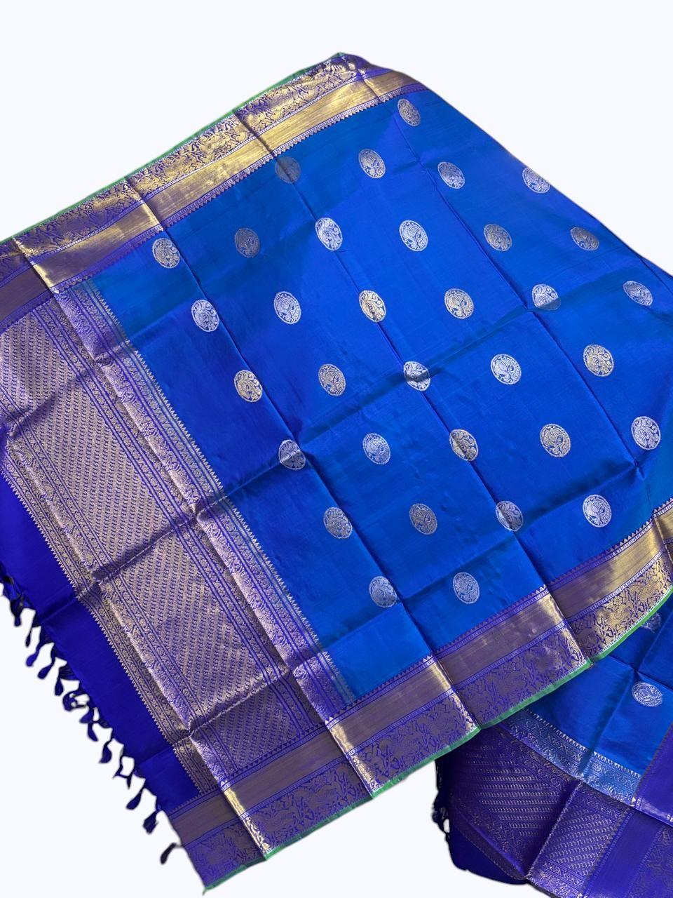 Kanchi Pattu Dupatta Blue - pochampallysarees.com