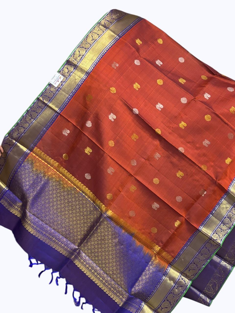 Kanchi Pattu Dupatta Maroon Blue - pochampallysarees.com