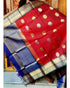KANCHI PATTU RED WITH BLUE COLOR DUPATTA-K1 - pochampallysarees.com