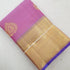 Kanchipuram Pure Silk Saree Light Pink And Blue With Zari Woven Buttas And Long Zari Woven Kanchi Border - pochampallysarees.com