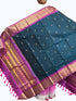 kanchipuram silk dupatta Navy Blue Purple - pochampallysarees.com