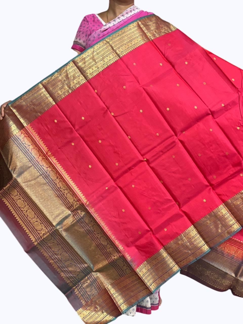 kanchipuram silk dupatta Red Green - pochampallysarees.com