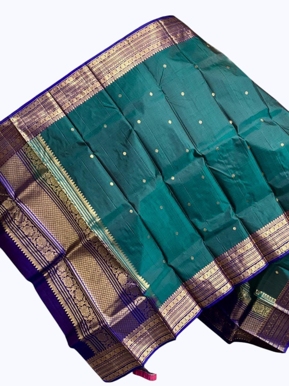 kanjivaram dupatta Green Blue - pochampallysarees.com