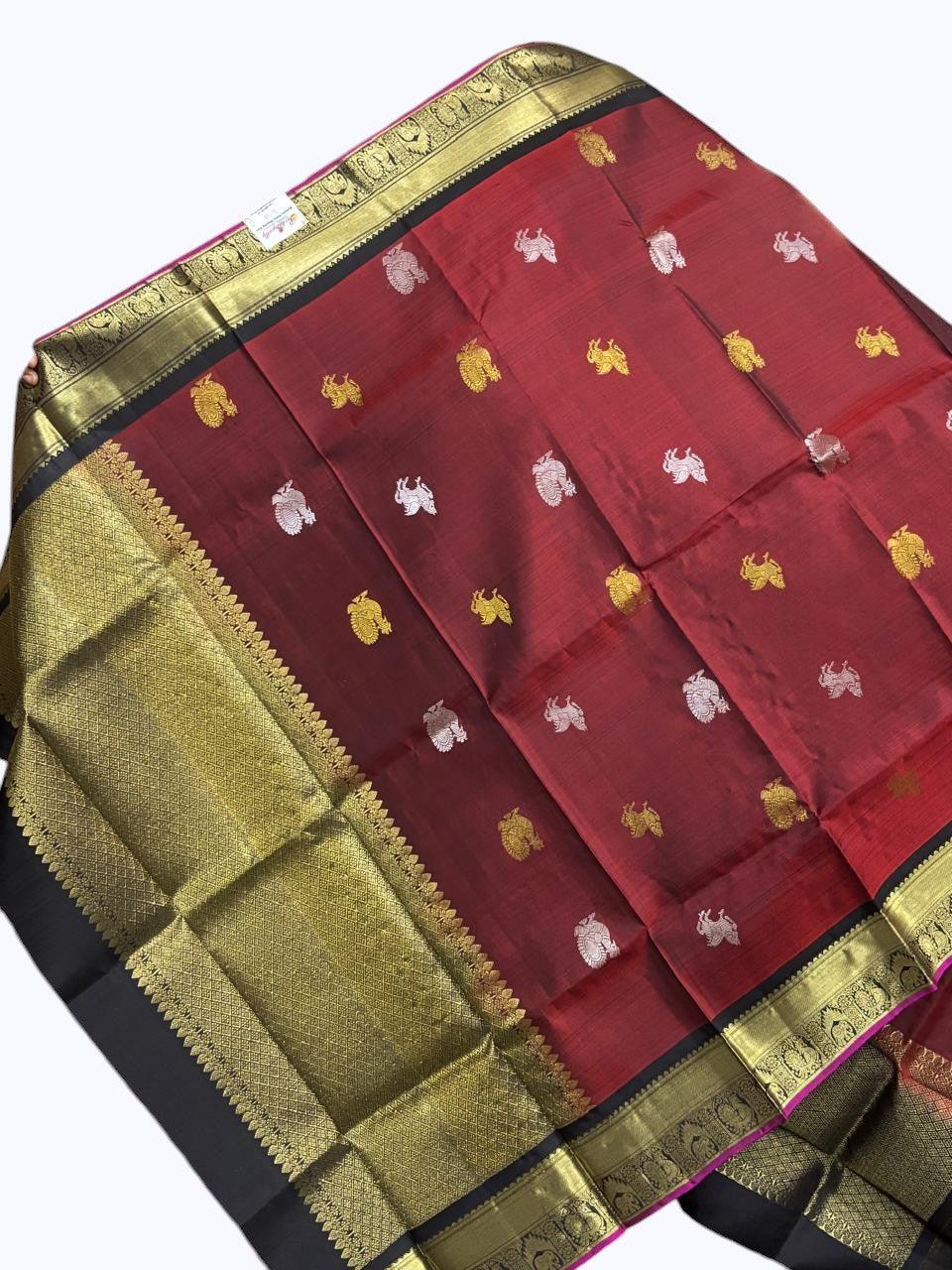 kanjivaram dupatta Maroon Black - pochampallysarees.com