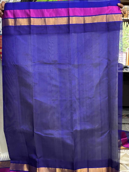 Kuppadam Cream With Blue Color Saree - pochampallysarees.com