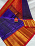 Kuppadam Silk Cotton Blue Red Saree - pochampallysarees.com