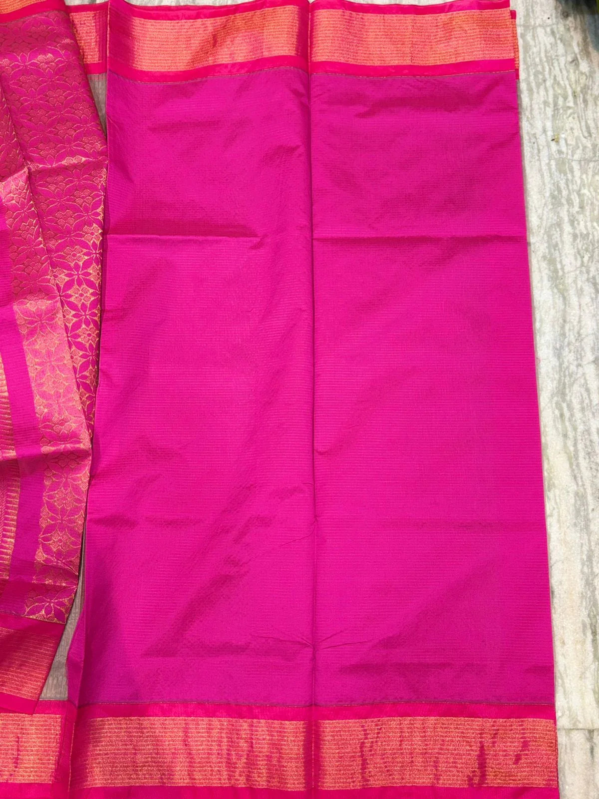 Pure Kuppadam Silk Cotton Saree with Traditional Zari Border &amp; Rich Pallu – Handwoven Sico Saree for Weddings &amp; Festivals - pochampallysarees.com