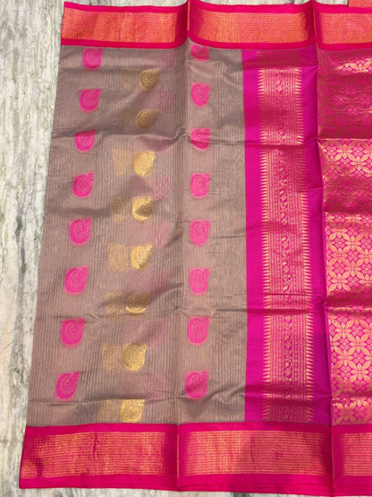 Pure Kuppadam Silk Cotton Saree with Traditional Zari Border &amp; Rich Pallu – Handwoven Sico Saree for Weddings &amp; Festivals - pochampallysarees.com