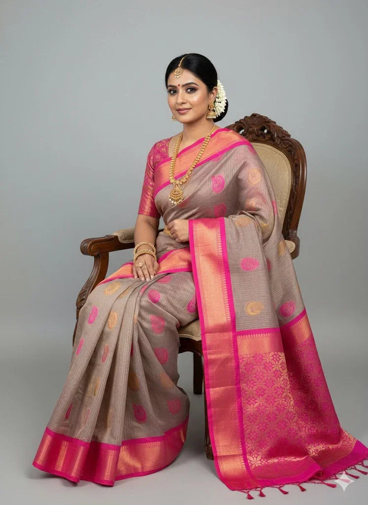 Pure Kuppadam Silk Cotton Saree with Traditional Zari Border &amp; Rich Pallu – Handwoven Sico Saree for Weddings &amp; Festivals - pochampallysarees.com