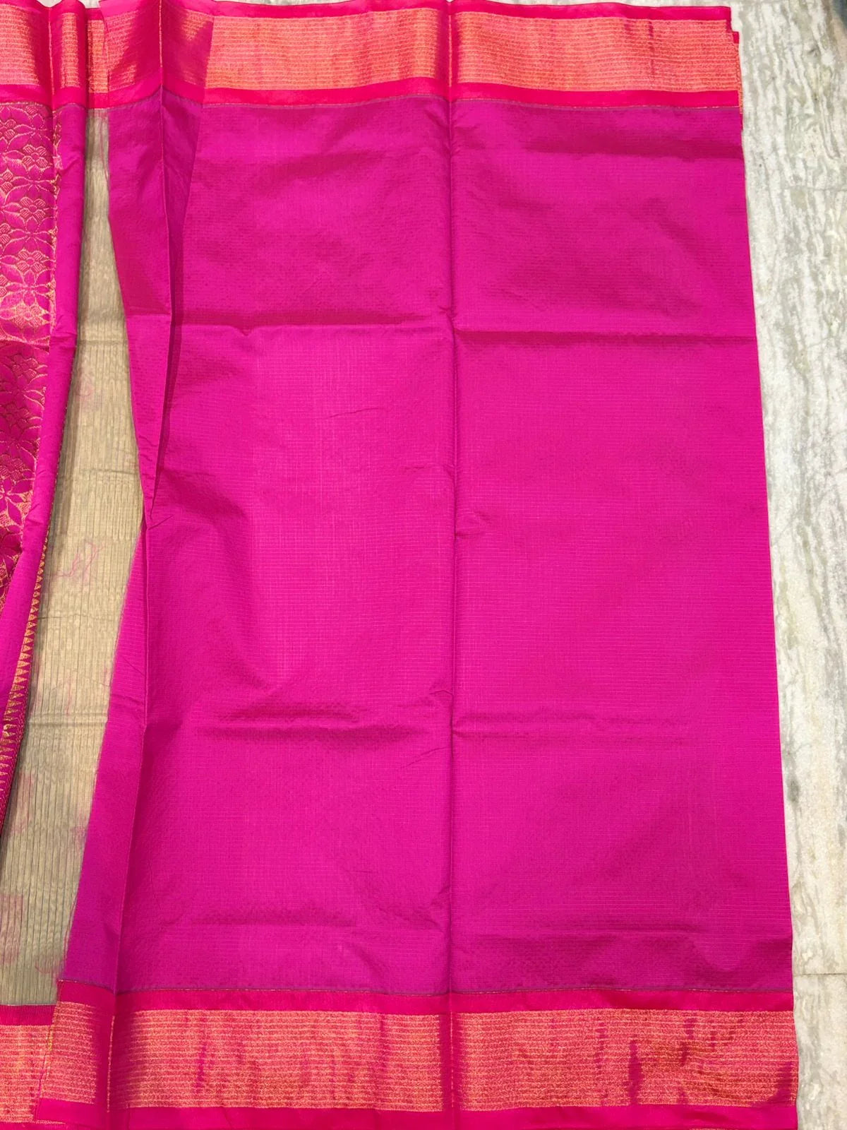 Pure Kuppadam Silk Cotton Saree with Traditional Zari Motifs and Contrast Border | Handwoven Sico Saree for Festivals &amp; Weddings - pochampallysarees.com