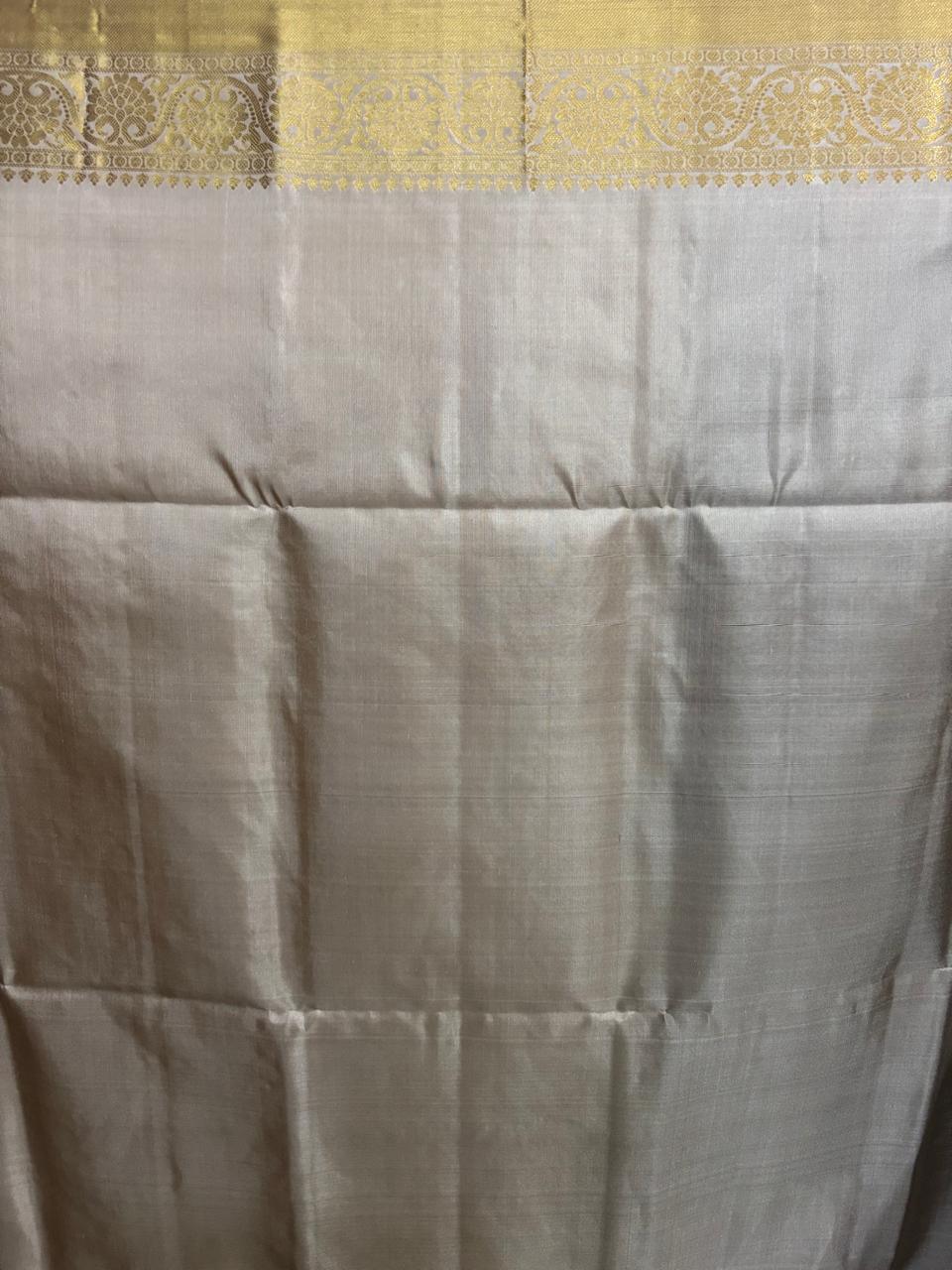 Lavender Gray Color Designer Kanchi Pure Soft Silk Saree - pochampallysarees.com