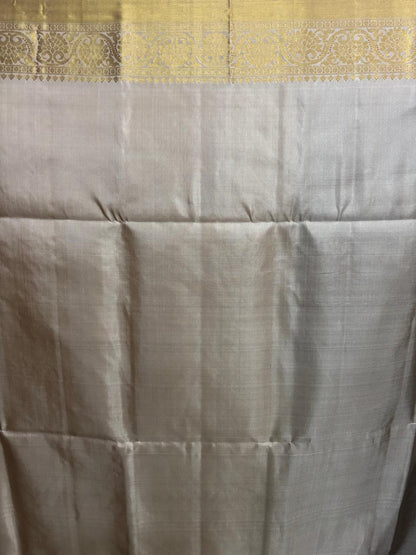 Lavender Gray Color Designer Kanchi Pure Soft Silk Saree - pochampallysarees.com
