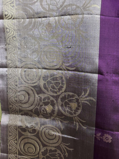 Lavender Gray Color Designer Kanchi Pure Soft Silk Saree - pochampallysarees.com