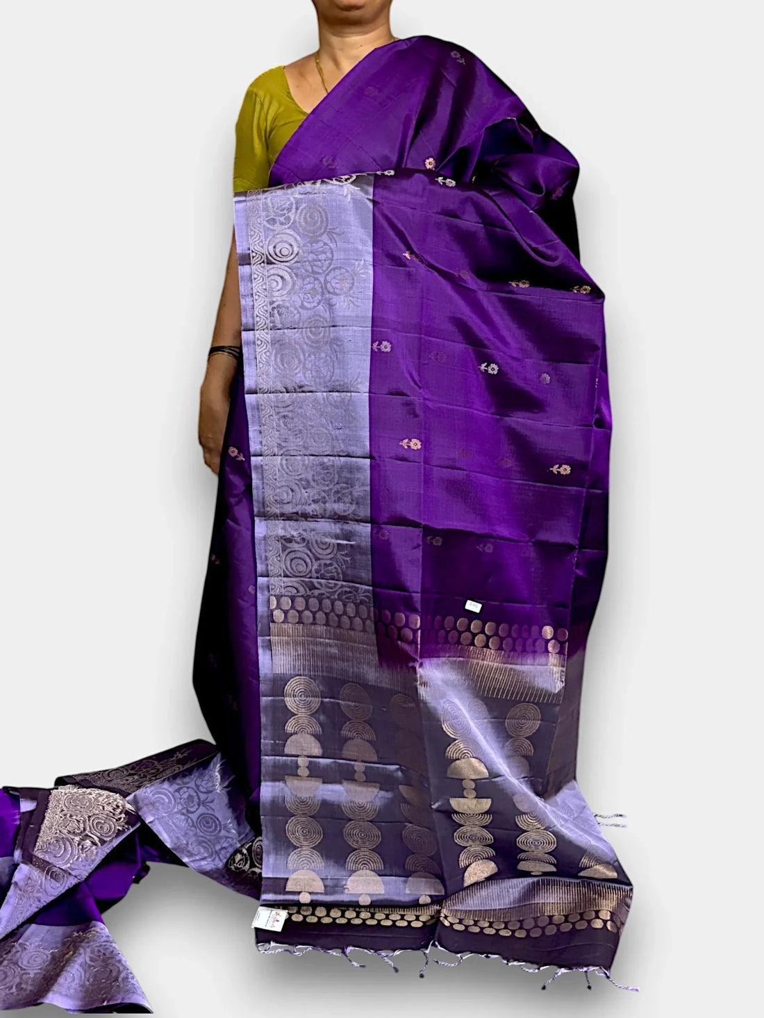 Lavender Gray Color Designer Kanchi Pure Soft Silk Saree - pochampallysarees.com