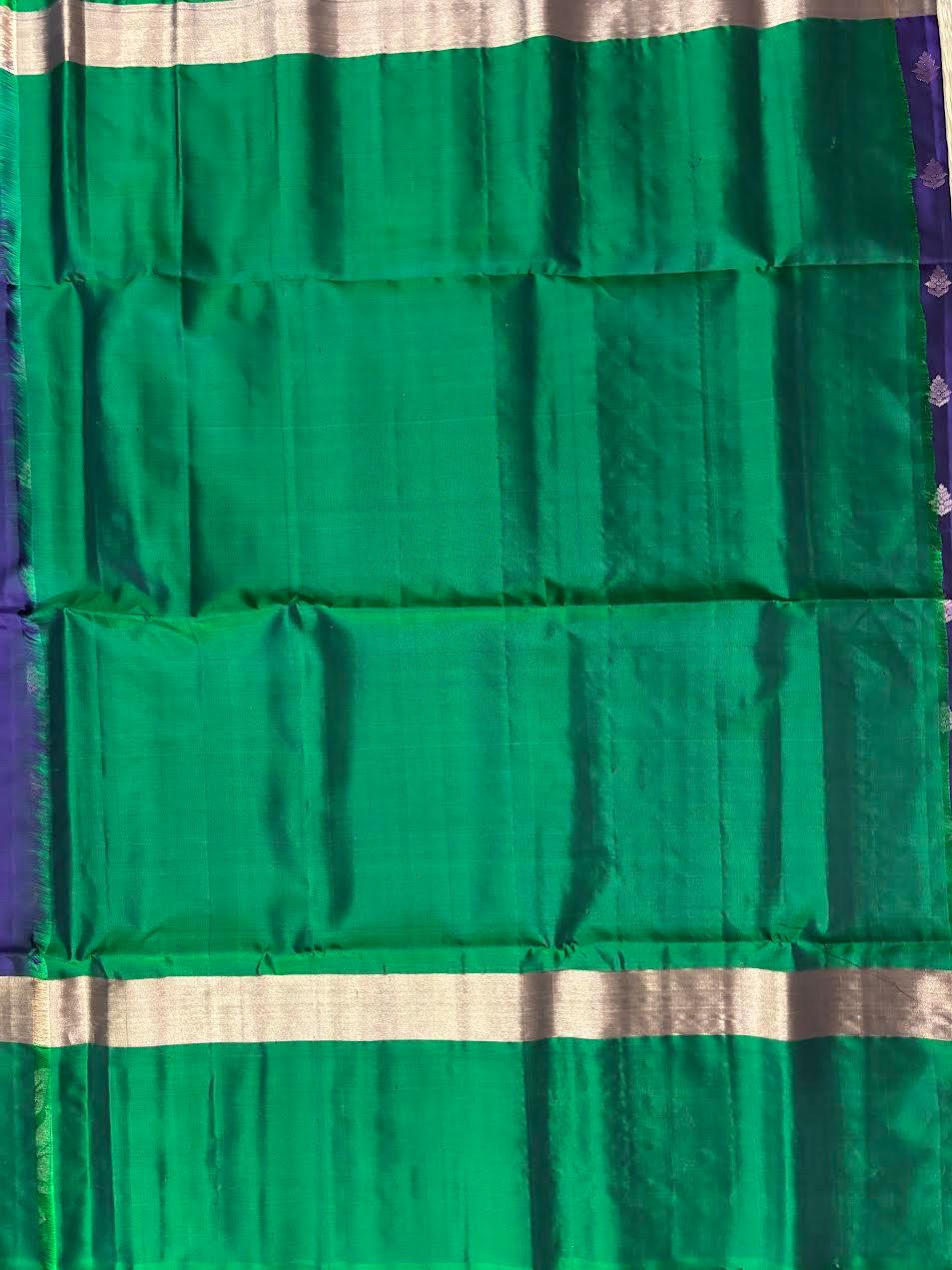 Lavender With Green Designer Kanchi Pure Soft Silk Saree - pochampallysarees.com