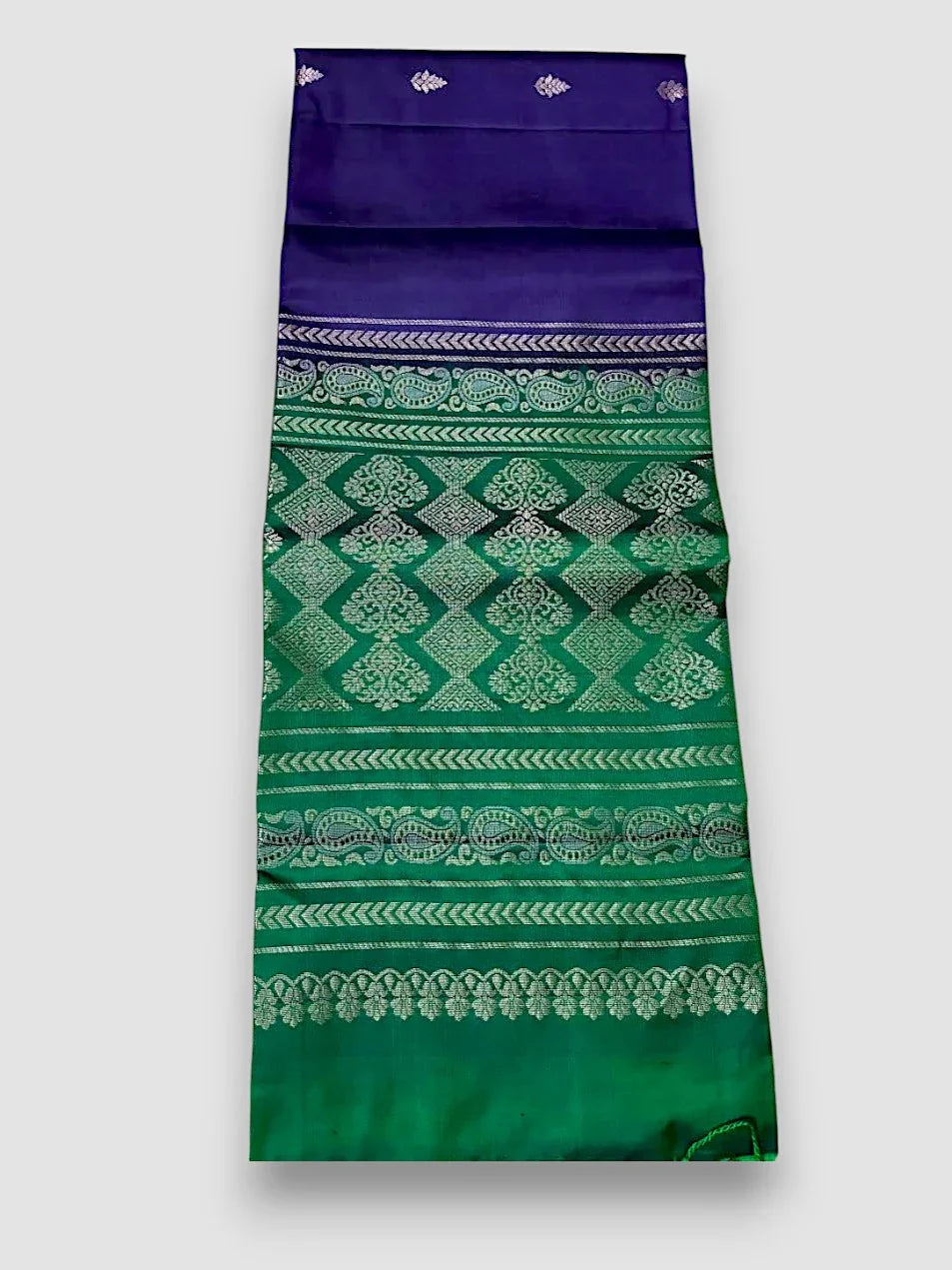 Lavender With Green Designer Kanchi Pure Soft Silk Saree - pochampallysarees.com
