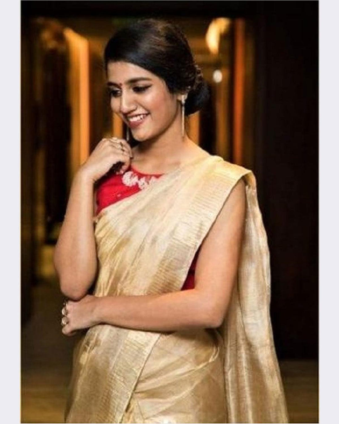 LINEN COTTON GOLDEN TISSUE SAREE - pochampallysarees.com