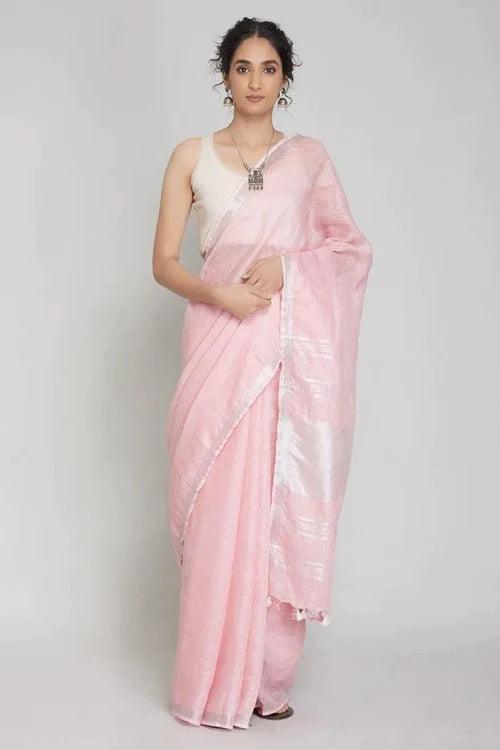 Linen Cotton Saree - pochampallysarees.com