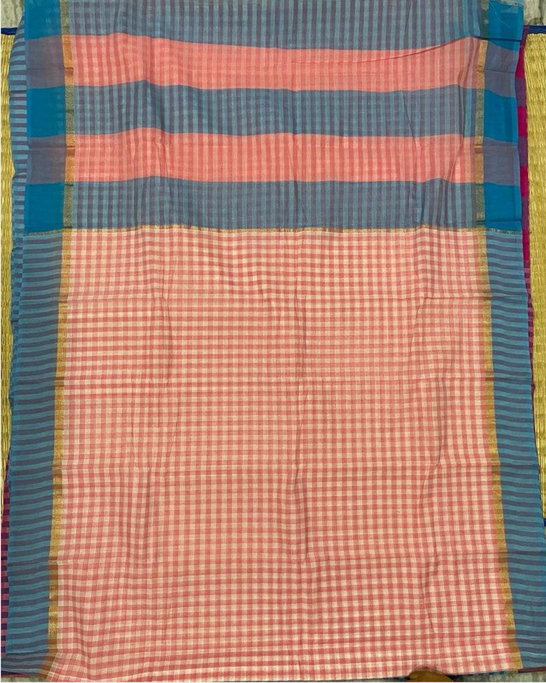 MANGALAGIRI COTTON CHECKS CHECKS SAREE - pochampallysarees.com