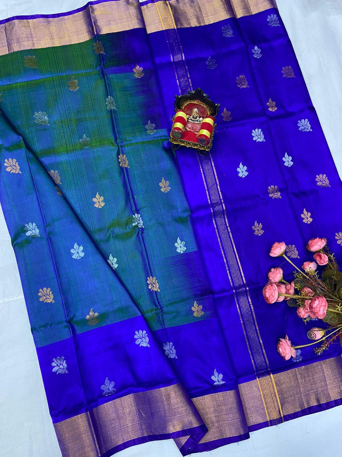 Mixed Blue Uppada Butta Pure Silk Saree - pochampallysarees.com