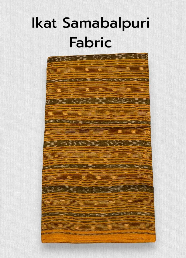 Mustard Yellow Sambalpuri Ikat Handloom Saree with Traditional Odisha Bandha Weaving Pattern