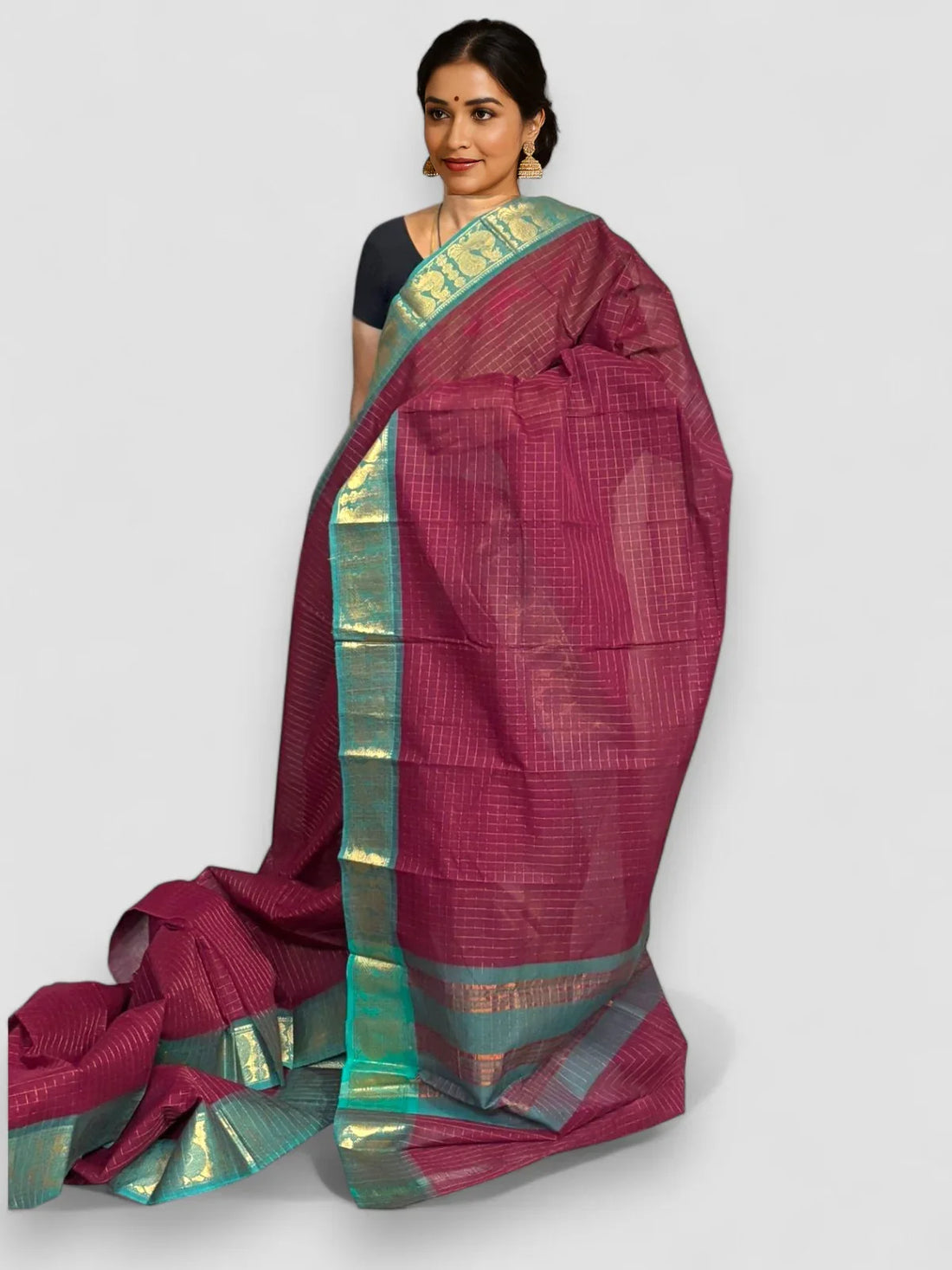 NARAYANPET COTTON SAREE MAROON - pochampallysarees.com