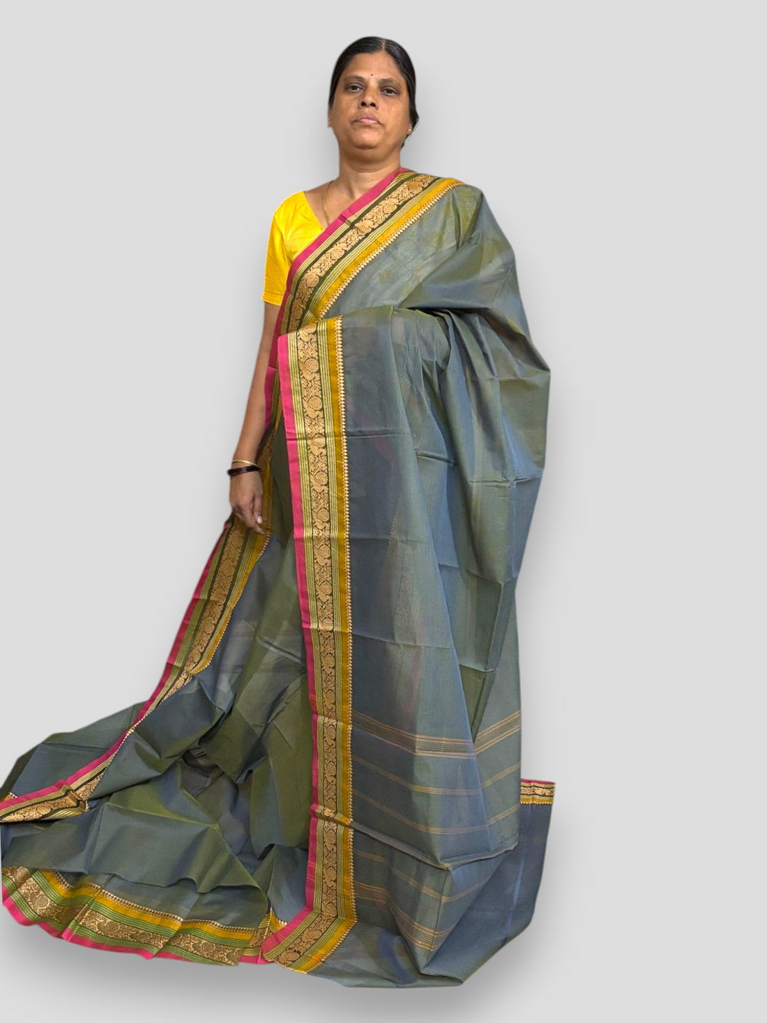 NARAYANPET COTTON Gray Sari