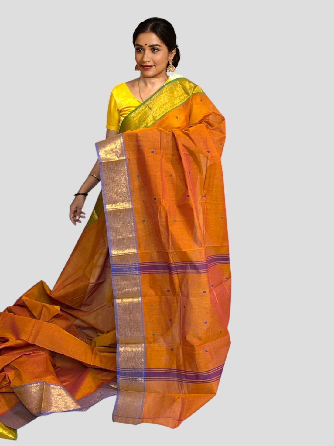 NARAYANPET COTTON Sari Orange Color