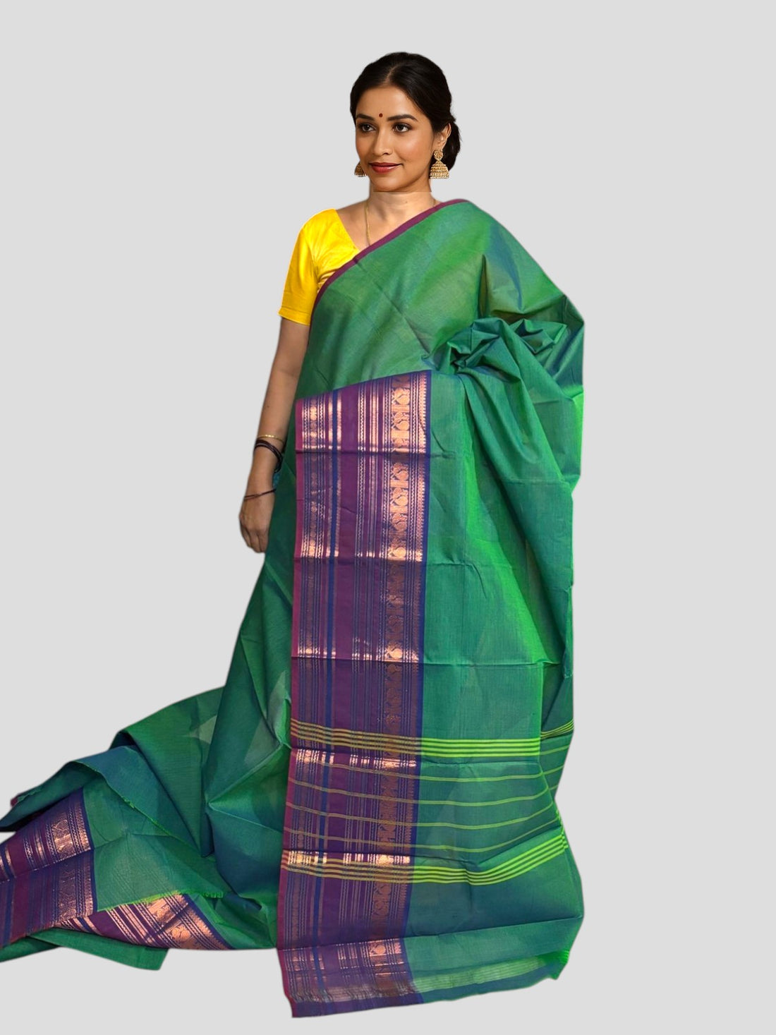 NARAYANPET COTTON Sari Green