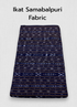 Navy Blue Sambalpuri Ikat Running Fabric with Traditional White Bandha Motifs and Odisha Handloom Weaving