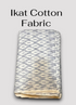 Folded off-white handloom Pochampally ikat cotton fabric with black geometric motifs