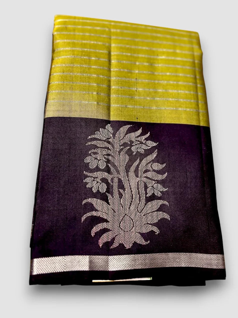 Olive Green Black Designer Kanchi Pure Soft Silk Saree - pochampallysarees.com