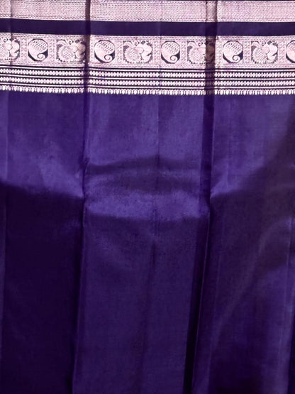 Olive Green Lavender Color Designer Kanchi Pure Soft Silk Saree - pochampallysarees.com